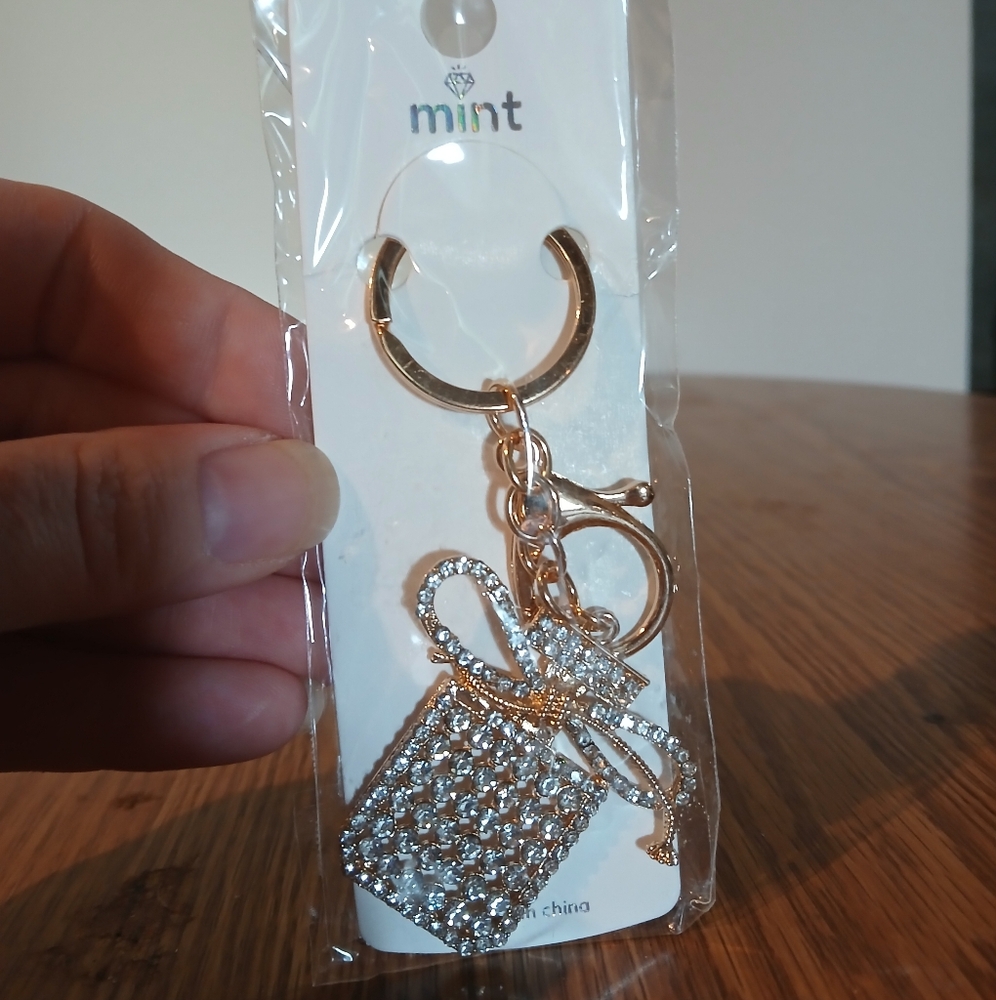 Mint Silver Sparkling Keychain/Bag Charm
